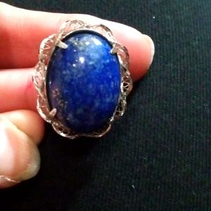 Screen to sterling lapis lazuli brooch